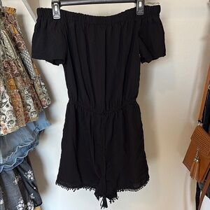 Black Off-Shoulder Romper